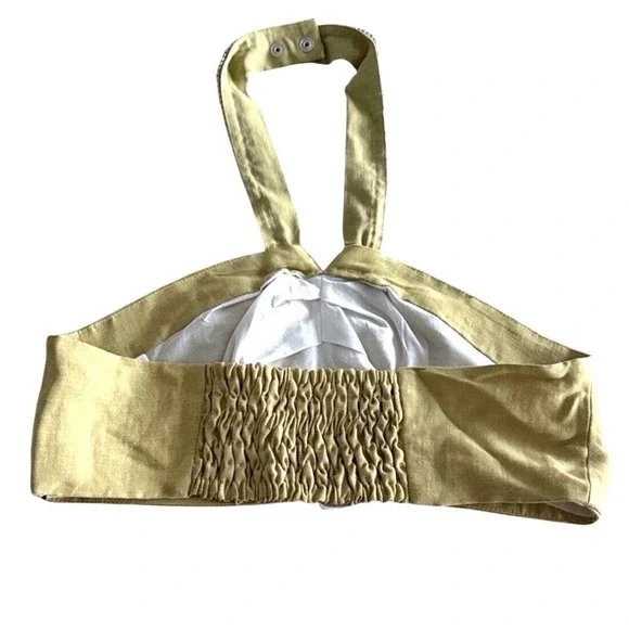 Sandro Avedis Rhinestone Halter Crop Top Tilleul Lime Green Size 2 NEW - Picture 5 of 8